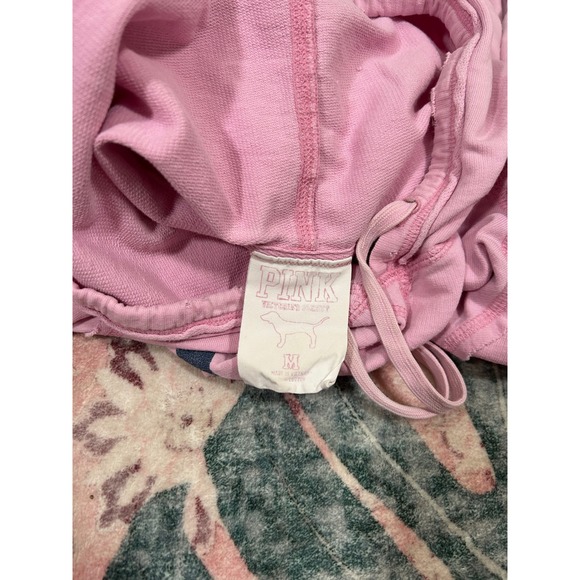 Y2K VTG Victoria's Secret PINK Forever Cropped Hoodie Pink 2006 Distressed - Picture 6 of 9